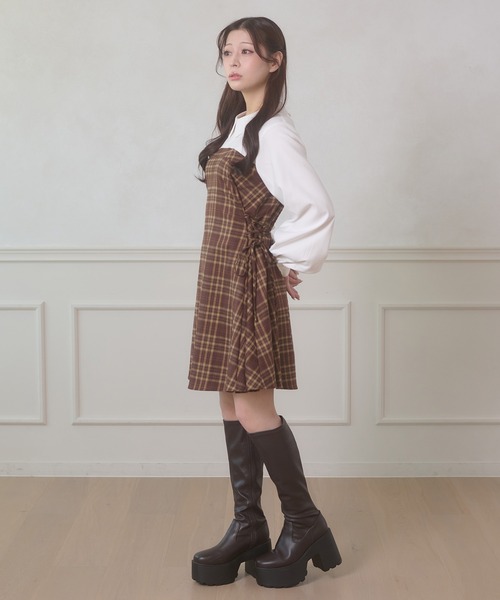 「Ambre Neige」 長袖ワンピース FREE ボルドー レディース_画像3