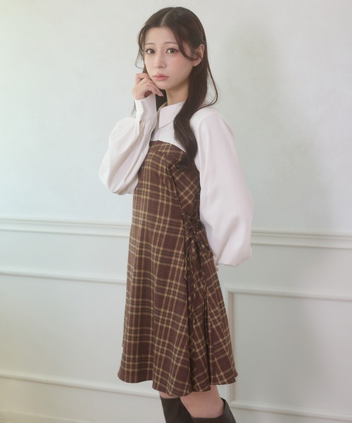 「Ambre Neige」 長袖ワンピース FREE ボルドー レディース_画像6