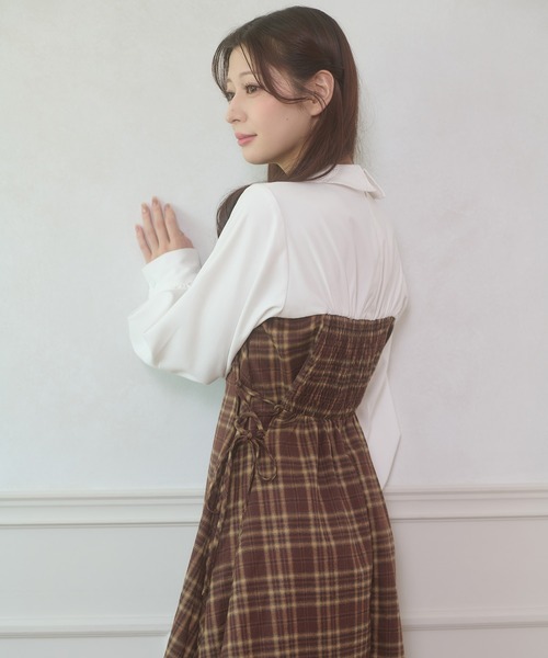 「Ambre Neige」 長袖ワンピース FREE ボルドー レディース_画像7