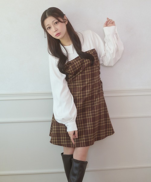 「Ambre Neige」 長袖ワンピース FREE ボルドー レディース_画像9