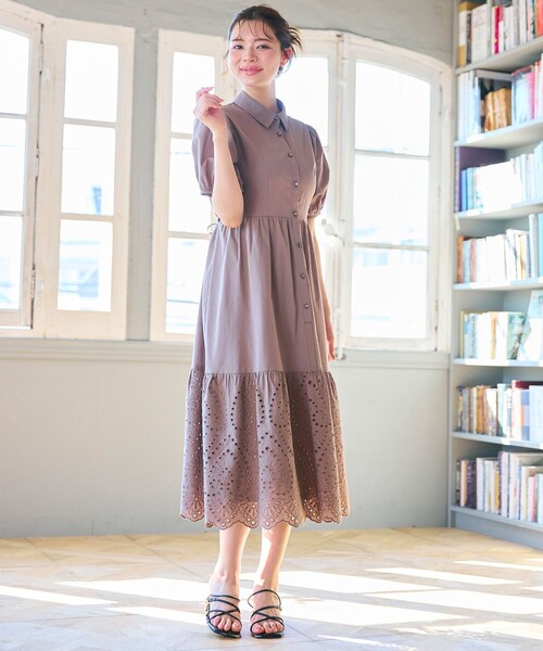 「Feroux」 半袖ワンピース 1 ブラウン レディース_画像6