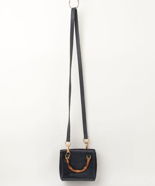 【保存袋付】グッチ 2way ワンショルダーバッグ バンブー レザー ブラック GUCCI（グッチ） バンブー 2WAYバッグ - ネイビー レディース