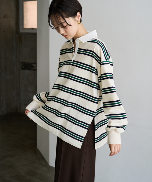 希少☆ポロバイラルフローレン 太ボーダー 刺繍 イギリス 襟切替 ラガーシャツ FREAK'S STORE（フリークスストア） tシャツ 限定展開 ラガーボーダー