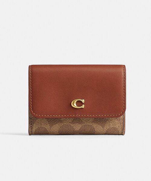 極美品　coach CZ003 PVC 折り財布 コンパクト　シグネチャー COACH（コーチ） 財布 エッセンシャル フラップ カード ケース