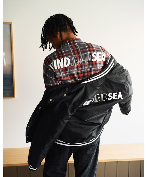 ♥美品 ウィンダンシー BIGロゴマフラー サイズフリー♥ WIND AND SEA（ウィンダンシー） シャツ OVERSIZED BIG LOGO L/S SHIRT