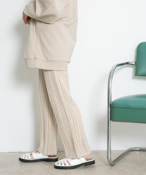 UNOF ニットパンツ ホワイト S ふじあみ UNOF ニットパンツ ホワイト ふじあみ