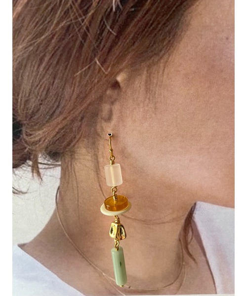 ピアス 「agnit」アースカラーアシンメトリーカラフルピアス(MA 