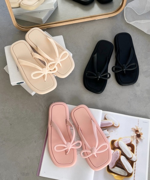 Loueme サンダル リボントングフラットサンダル レディース : ZOZOTOWN 