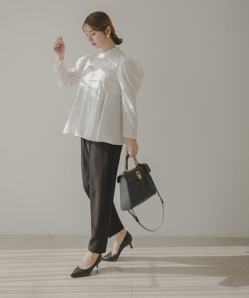 ブラウス シャツ フロントタックフレアブラウス レディース rectangle ブラウス シャツ フロントタックフレアブラウス