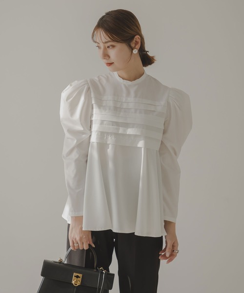 ブラウス シャツ フロントタックフレアブラウス レディース rectangle ブラウス シャツ フロントタックフレアブラウス
