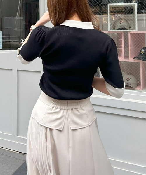 YENN FANCY YARN PO 五分袖ニット イエン　新品タグ付き YENN（イェン） シアー リネン ニットTEE / サマーニット 五分袖