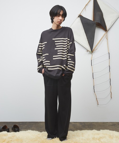 Dulcamara tシャツ グリッチボーダーロンT メンズ レディース
