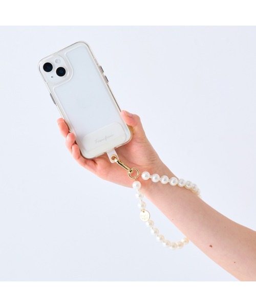 Francfranc スマホハンドストラップ パール ホワイト