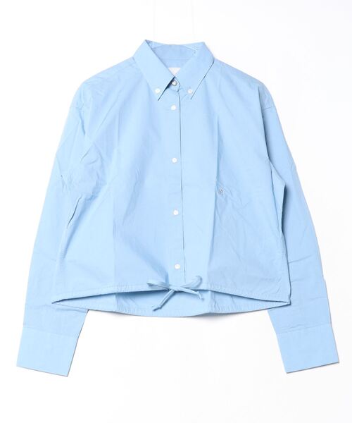 ブラウス シャツ コットンポプリンドローストリングシャツ レディース