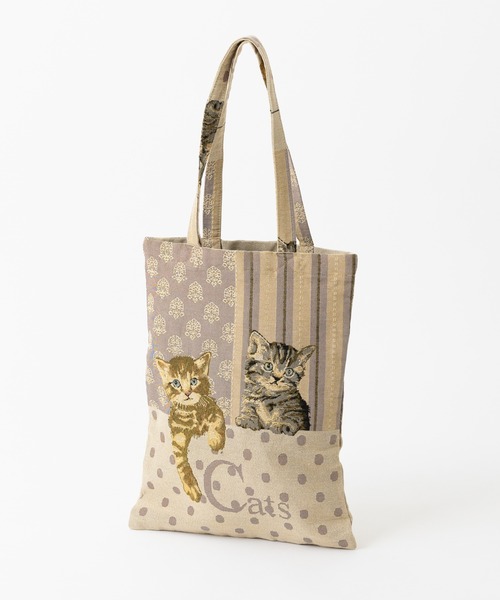 ABBEY MARKET（アビーマーケット） トートバッグ ジャガード織 ネコ柄