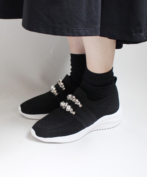 ground green store スニーカー / 楽ちん！ビジュー付ニット