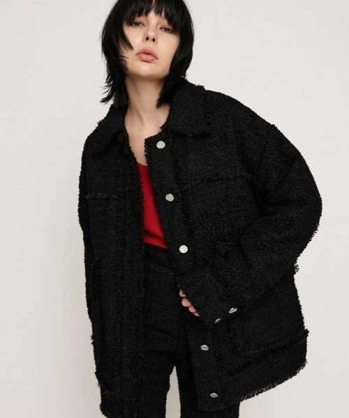 SLY ブルゾン アウター CUT OFF TWEED OVER BZ カット オフ