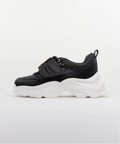 ランダ RANDA 2WAYビジュー×グリッターシアースニーカー （BLACK