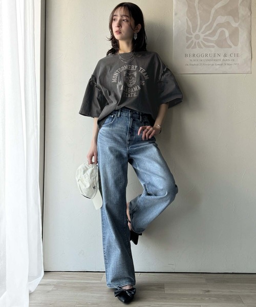lija リージャM フリル袖 Tシャツ セール】袖フリルロングスリーブTシャツ（Tシャツ/カットソー