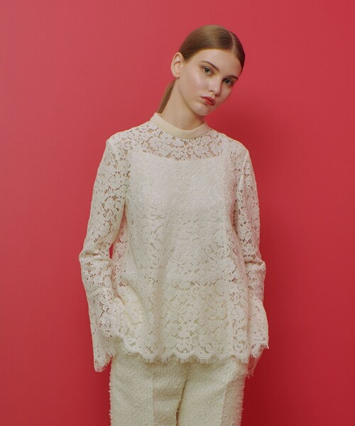 LOULOU WILLOUGHBY レーススタンドカラーシャツ セール】 【LOULOU WILLOUGHBY】レーススタンドカラーシャツ
