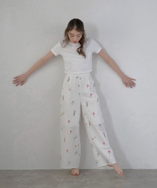 ZIMMERMANN ワイドパンツ フローラルプリント【関税なし】 MINERTE パンツ 「MINERTE」flower print wide pants / フラワー