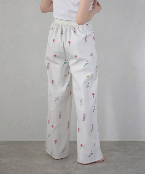 vintage ワイドパンツ 花柄 フラワー レトロ ミントグリーン vintage ワイドパンツ 花柄 フラワー レトロ ミントグリーン