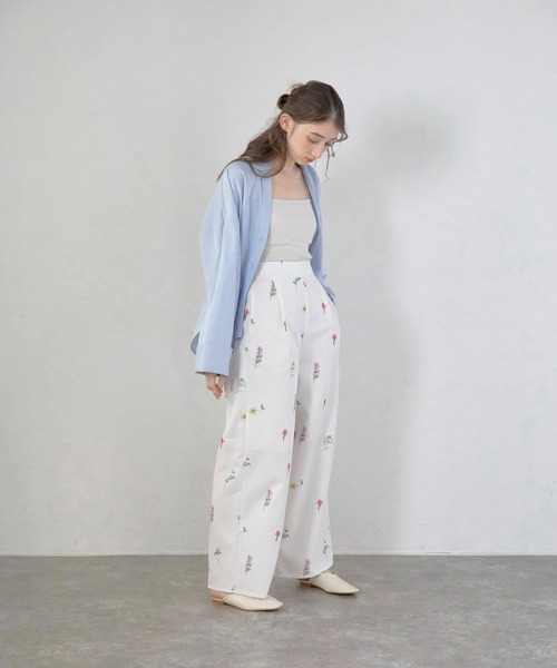 MINERTE パンツ 「MINERTE」flower print wide pants / フラワー