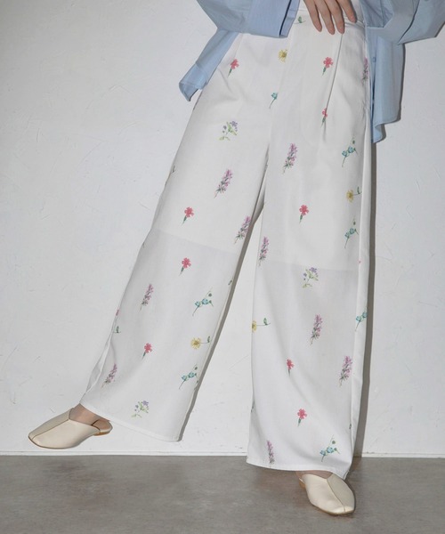 MINERTE パンツ 「MINERTE」flower print wide pants / フラワー