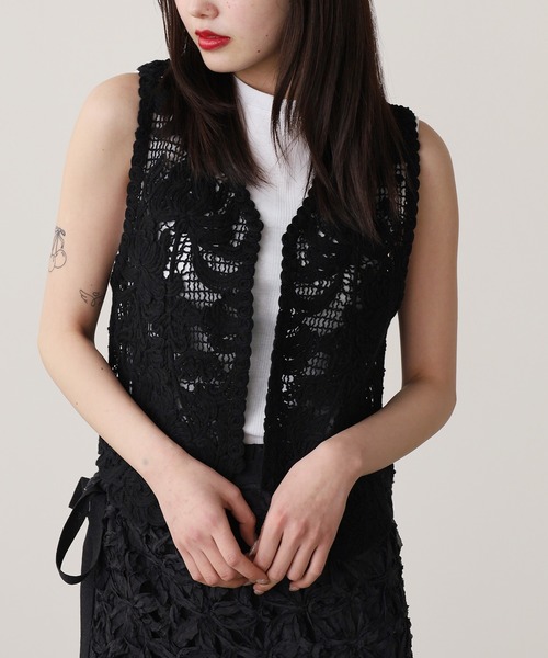 ADAWAS ベスト ジレ ADAWAS/アダワス LILY EMBROIDERY V-NECK
