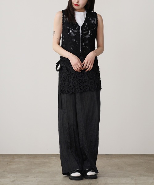ADAWAS アダワス ループニットベスト ジレ ベスト スピックアンドスパン ADAWAS ベスト ジレ ADAWAS/アダワス LILY EMBROIDERY V-NECK