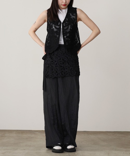 ADAWAS ベスト ジレ ADAWAS/アダワス LILY EMBROIDERY V-NECK