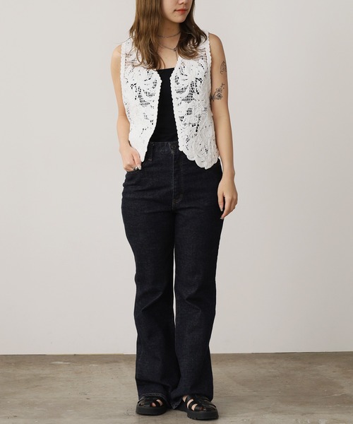 ADAWAS ベスト ジレ ADAWAS/アダワス LILY EMBROIDERY V-NECK