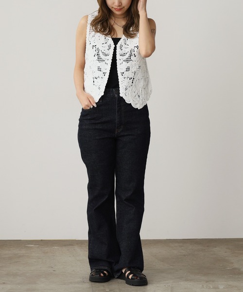 ADAWAS ベスト ジレ ADAWAS/アダワス LILY EMBROIDERY V-NECK
