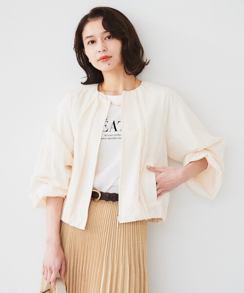 新品】UNTITLED ベージュ ノーカラーブルゾン ジャンパー S UNTITLED