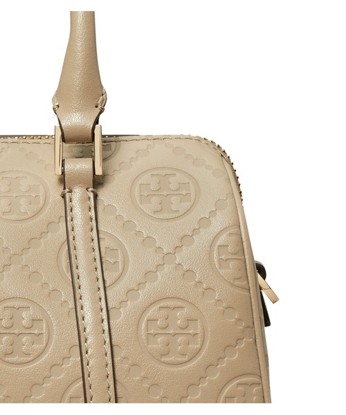 新着！【Tory Burch】Tモノグラム プチバレルバッグ Tモノグラム コントラスト エンボス プチバレルバッグ