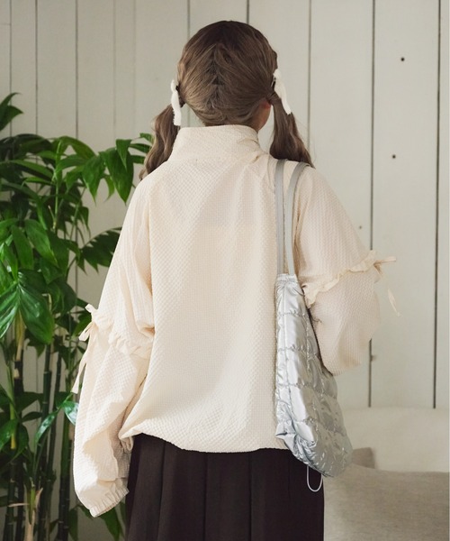 ELFSACK アウター パーカー ブルゾン リボン レース 切り替え ELFSACK アウター パーカー ブルゾン リボン レース 切り替え