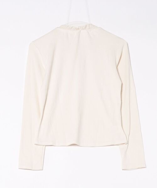 Hillda ホワイトリボン付きサテン風トップス LADY LIKE（レディライク） tシャツ サテンリボンレイヤー風トップス