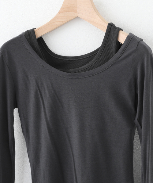 tシャツ 「Geek Office / ギークオフィス」NACHE/ ナチェ ミクスト レイヤード ロングスリーブ レディース NACHE tシャツ 「Geek Office / ギークオフィス」NACHE/ ナチェ