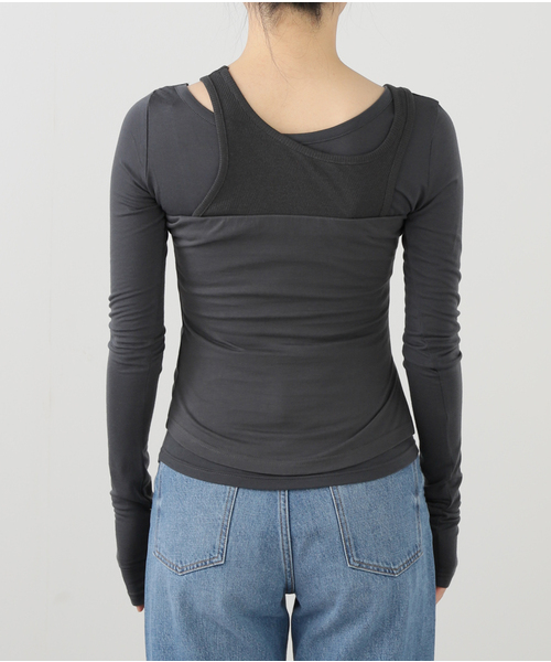 tシャツ 「Geek Office / ギークオフィス」NACHE/ ナチェ ミクスト レイヤード ロングスリーブ レディース NACHE tシャツ 「Geek Office / ギークオフィス」NACHE/ ナチェ