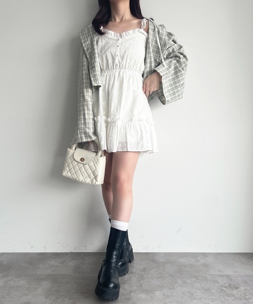 apres jour ワンピース ミニリボン刺繍キャミワンピース