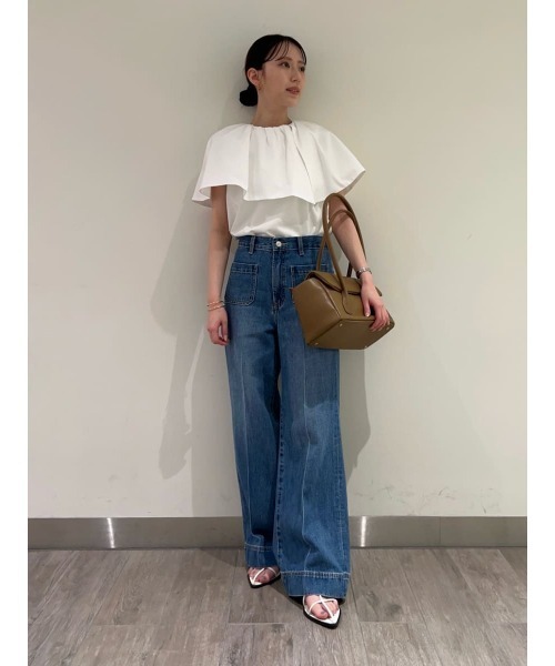 tシャツ 布帛ドッキングトップス レディース Mila Owen tシャツ アシメカラー布帛ドッキングカットトップス