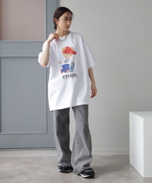 前後アル中ダーティーテディベアシャツ襟カットソー VISION STREET WEAR tシャツ 「VISION WEAR/ヴィジョン