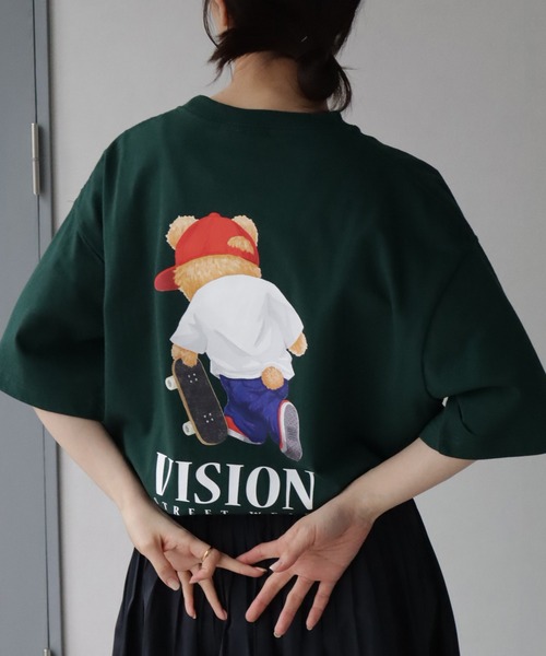 前後アル中ダーティーテディベアシャツ襟カットソー VISION STREET WEAR tシャツ 「VISION WEAR/ヴィジョン
