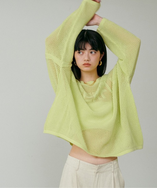 LARUTA ニット セーター 「LARUTA」ロゴメッシュニットプル