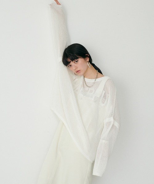 LARUTA ニット セーター 「LARUTA」ロゴメッシュニットプル