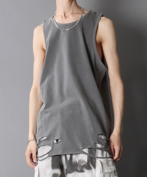 SITRY タンクトップ Damage Layered Tank Top/ダメージ加工