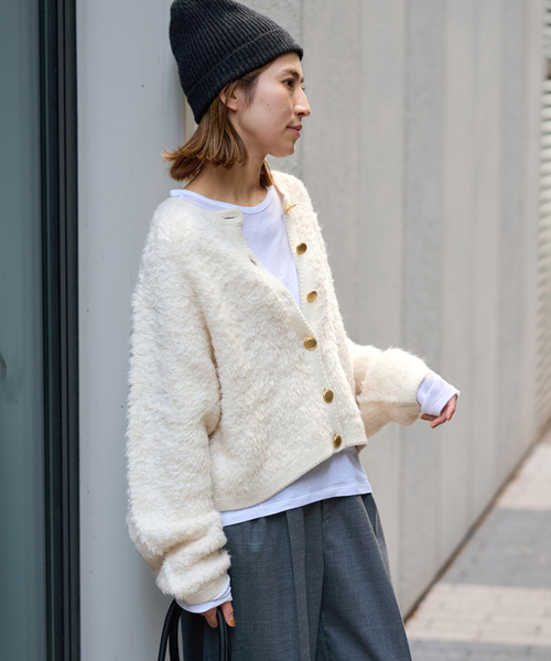 FRAMeWORK クルーネックカーディガンセーター FRAMeWORK（フレームワーク） ニットカーディガン - ベージュ