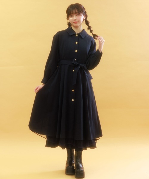 美品！アンスクリア　トレンチコート　ネイビー　38 紺）上品なネイビーカラーのトレンチショートコート（トレンチコート