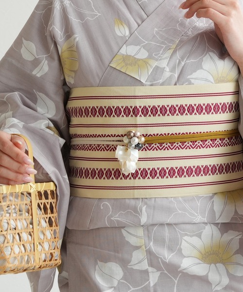utatane 浴衣 浴衣3点セット グレーに鉄線の花 レディース : ZOZOTOWN