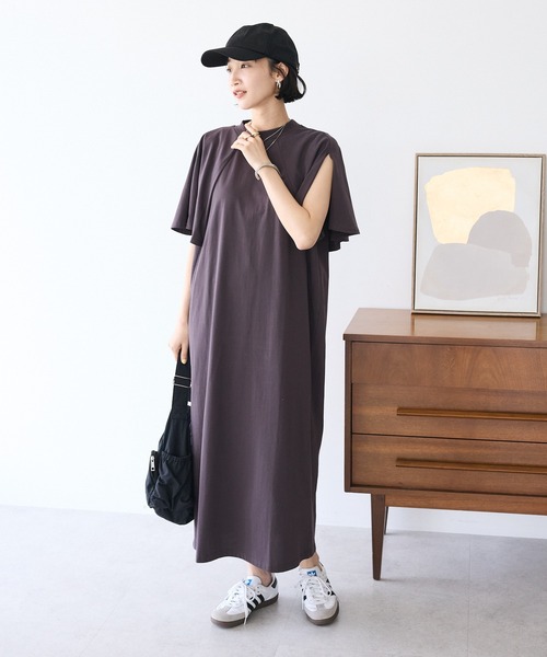 新品qshopキュー　接触冷感ノースリーブ　マキシワンピース　フレアワンピース キュー Q 接触冷感ノースリマキシワンピース （ピンク